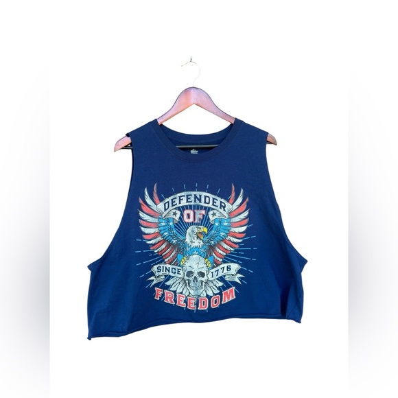 Men’s Patriotic Fourth Of July American Cropped Muscle Tank Top size 2XL Eagle - Picture 1 of 5